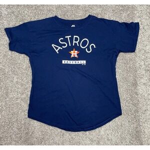 Houston‎ Astros Shirt Loose Fit Heat Gear Logo Blue MLB Women's LG Top Soft